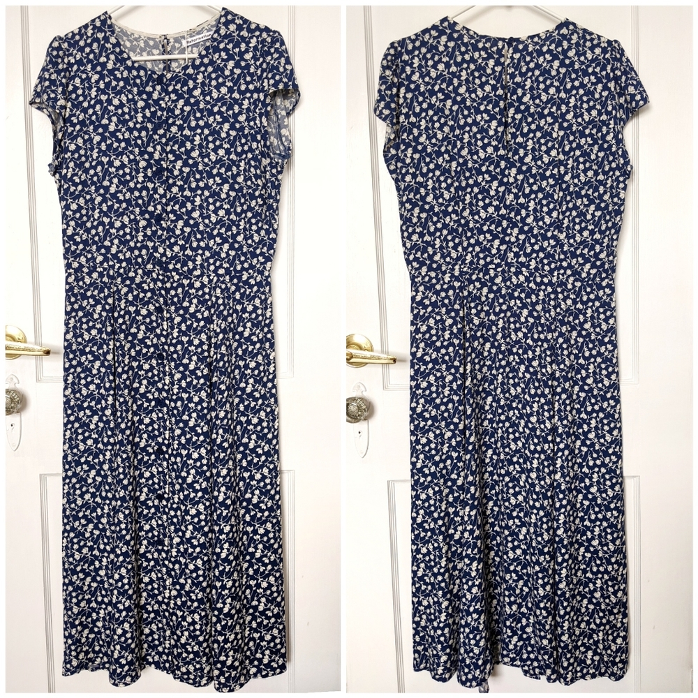 🆕 Reformation Fauna Blue Button Midi Dress Sz 12 - Picture 4 of 10